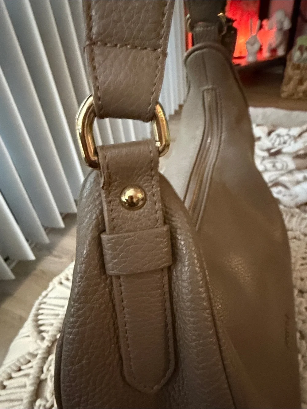 Furla Pebbled Leather Taupe Hobo Bag